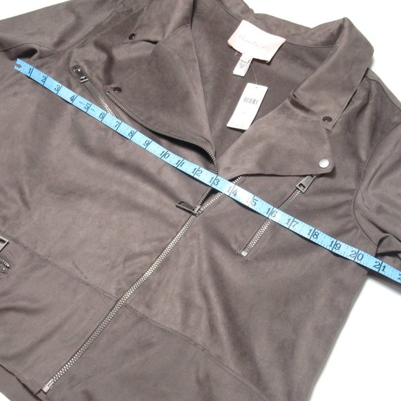 Anthropologie Hutch Vegan Faux Suede Moto Jacket Brown Gray - XL - Picture 7 of 12